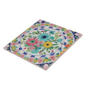 Spanische farbenfrohe bunte Blumen Rosa Blau Flora Fliese (Seite)