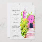 Spanische, farbenfrohe rosa Kapelle mexikanische H Einladung (Vorderseite)