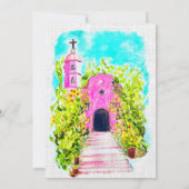 Spanische, farbenfrohe rosa Kapelle mexikanische H Einladung (Rückseite)
