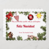 Spanische Feiertagskarte Einladung (Vorne/Hinten)