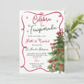 Spanische Fiesta De Navidad Weihnachtsfeier Einladung (Stehend Vorderseite)