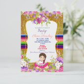 Spanische Fiesta Girl Taufe Christening Einladung (Stehend Vorderseite)