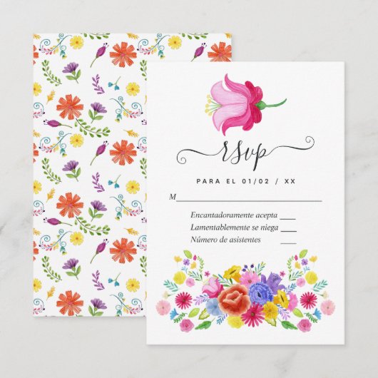 Spanische Fiesta Wedding RSVP Card Karte (Vorne/Hinten)