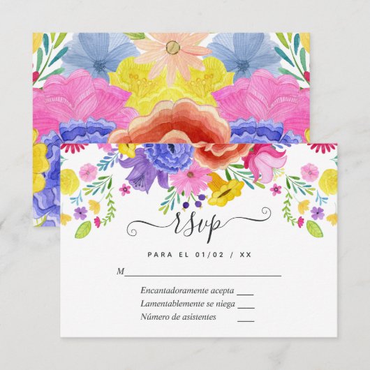 Spanische Fiesta Wedding RSVP Card Karte (Vorne/Hinten)