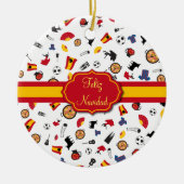 Spanische Flagge Feliz Navidad Verzierung Keramikornament (Vorne)
