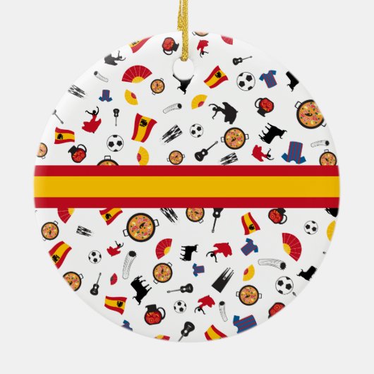 Spanische Flagge Feliz Navidad Verzierung Keramikornament (Hinten)