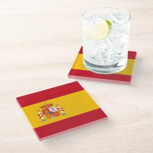 Spanische Flagge Glasuntersetzer (Schrägansicht)