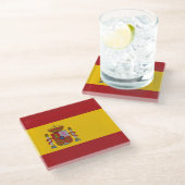 Spanische Flagge Glasuntersetzer (Schrägansicht)
