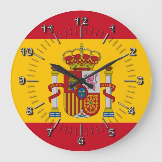 Spanische Flagge Große Wanduhr (Vorderseite)