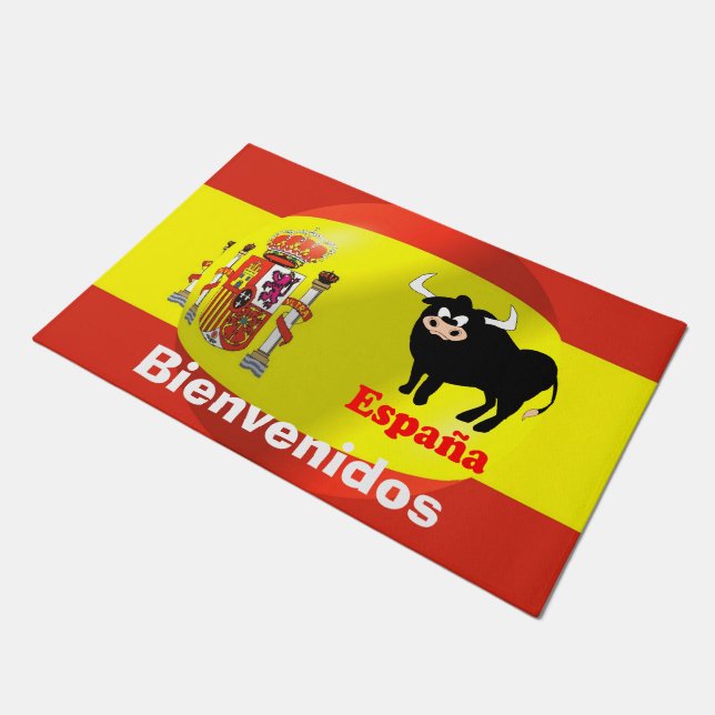 Spanische Flagge mit Bullauge Fußmatte (Schrägansicht)