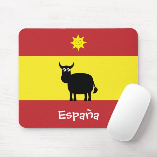 Spanische Flagge mit niedlichem Stier u. Mousepad (Mit Mouse)