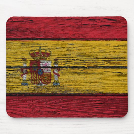 Spanische Flagge mit rauem hölzernem Korn-Effekt Mousepad (Vorne)