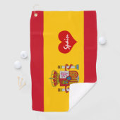 Spanische Flagge mit rotem Herz - Mode/Sport Golf Golfhandtuch (Insitu)