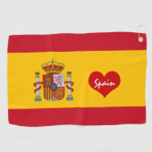 Spanische Flagge mit rotem Herz - Mode/Sport Golf Golfhandtuch (Horizontal)