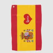 Spanische Flagge mit rotem Herz - Mode/Sport Golf Golfhandtuch (Vorderseite)