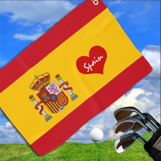 Spanische Flagge mit rotem Herz - Mode/Sport Golf Golfhandtuch