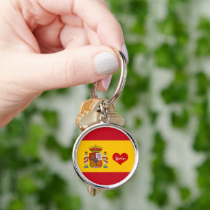 Spanische Flagge mit rotem Herz - Mode-/Sportfans Schlüsselanhänger