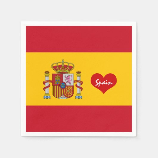 Spanische Flagge mit rotem Herz - Mode-/Sportfans Serviette (Vorderseite)