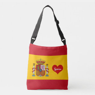 Spanische Flagge mit rotem Herz / Mode Tragetaschen Mit Langen Trägern