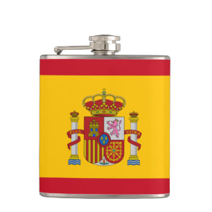 Spanische Flagge mit rotem Herzen - España/Sportf Flachmann