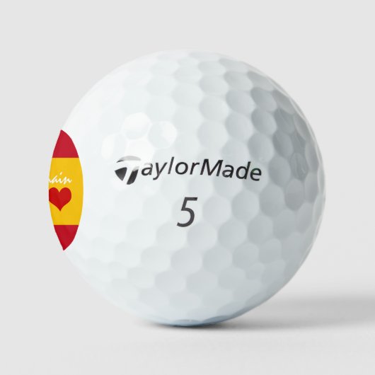 Spanische Flagge mit rotem Herzen /Golffans Golfball (Logo)