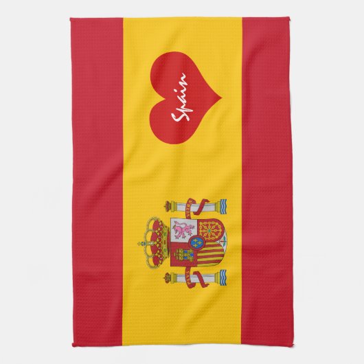 Spanische Flagge mit rotem Herzen - Kitchenette/Sp Geschirrtuch (Vertikal)