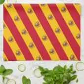Spanische Flagge mit rotem Herzen - Kitchenette/Sp Geschirrtuch (Gefaltet)