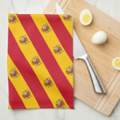 Spanische Flagge mit rotem Herzen - Kitchenette/Sp Geschirrtuch (Viertel Falte)