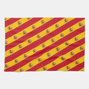 Spanische Flagge mit rotem Herzen - Kitchenette/Sp Geschirrtuch