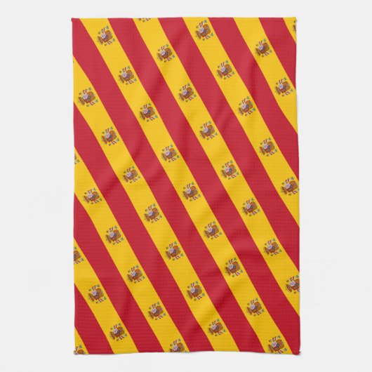 Spanische Flagge mit rotem Herzen - Kitchenette/Sp Geschirrtuch (Vertikal)