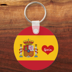 Spanische Flagge mit rotem Herzen, Liebe Spanien / Schlüsselanhänger