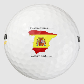 Spanische Flagge mit spanischem Emblem auf einem G Golfball
