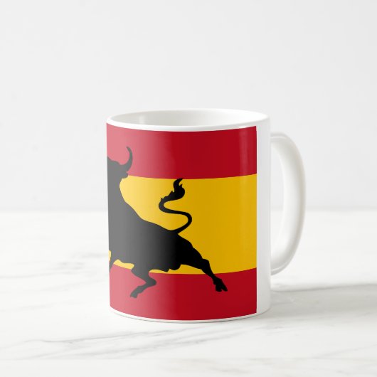 Spanische Flagge mit Stier Kaffeetasse (VorderseiteRechts)