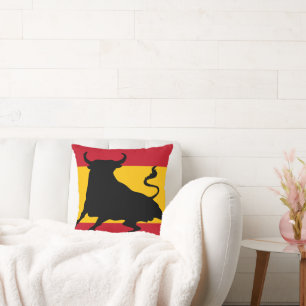 Spanische Flagge mit Stier Kissen