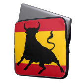Spanische Flagge mit Stier Laptopschutzhülle (Vorderseite Links)