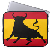 Spanische Flagge mit Stier Laptopschutzhülle (Vorderseite)