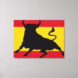 Spanische Flagge mit Stier Leinwanddruck