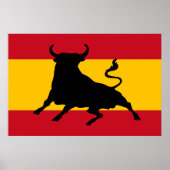 Spanische Flagge mit Stier Poster (Vorne)