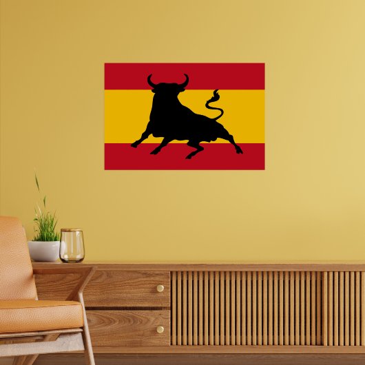 Spanische Flagge mit Stier Poster (Wohnzimmer 2)