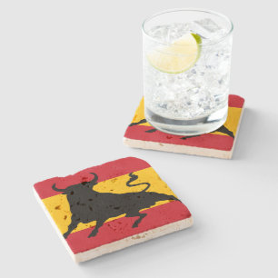 Spanische Flagge mit Stier Steinuntersetzer