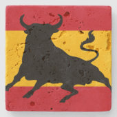 Spanische Flagge mit Stier Steinuntersetzer (Vorderseite)