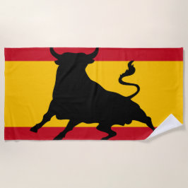 Spanische Flagge mit Stier Strandtuch