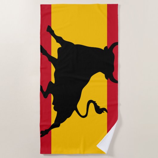 Spanische Flagge mit Stier Strandtuch (Vorderseite)