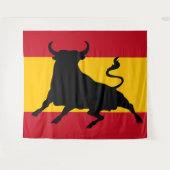 Spanische Flagge mit Stier Wandteppich (Vorderseite (Horizontal))