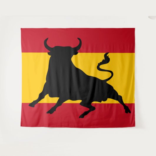 Spanische Flagge mit Stier Wandteppich (Vorderseite (Horizontal))