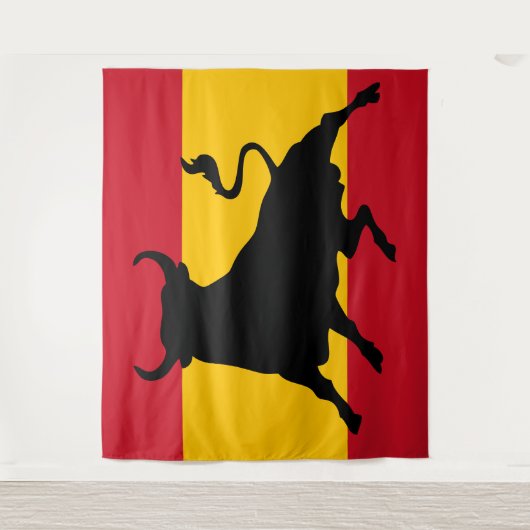 Spanische Flagge mit Stier Wandteppich (Vorderseite)