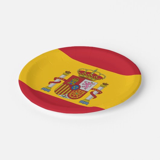 Spanische Flagge Pappteller (Schrägansicht)