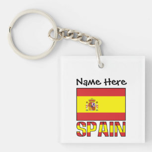 Spanische Flagge Personalisierter Name  Schlüsselanhänger
