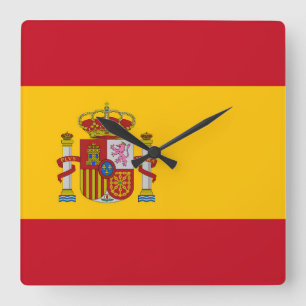 Spanische Flagge Quadratische Wanduhr