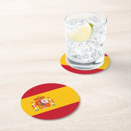 Spanische Flagge Runder Pappuntersetzer (Vor Ort)